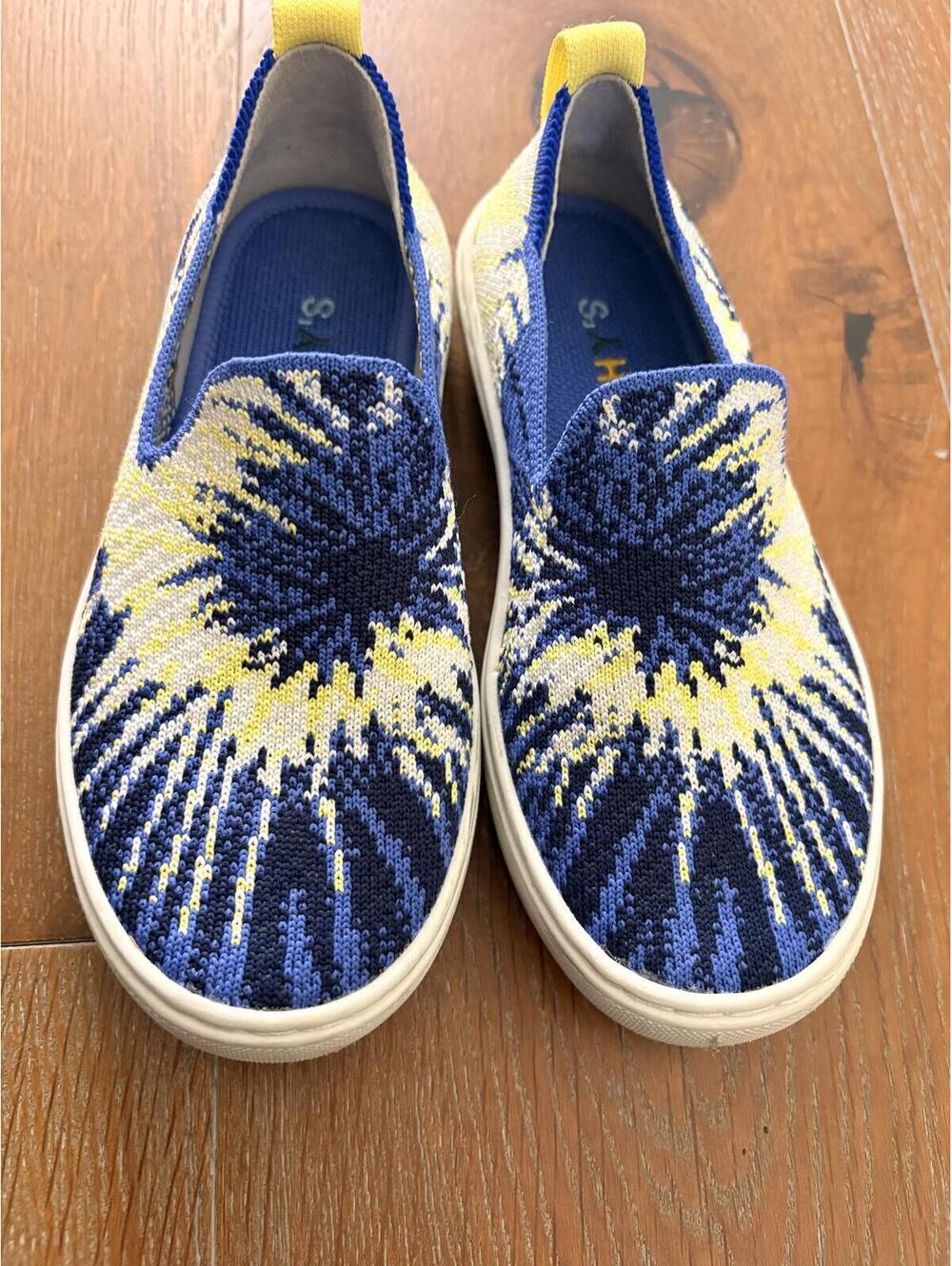 Rothy's Blue Yellow Slip-On Knit Kids Sneakers Unisex Size 13